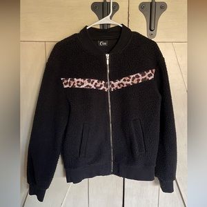 Zyia Black Fleece Bomber Jacket